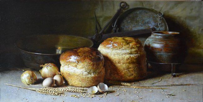 Pintura intitulada "Хлеб" por Iurii Viktorovich Nikolaev, Obras de arte originais