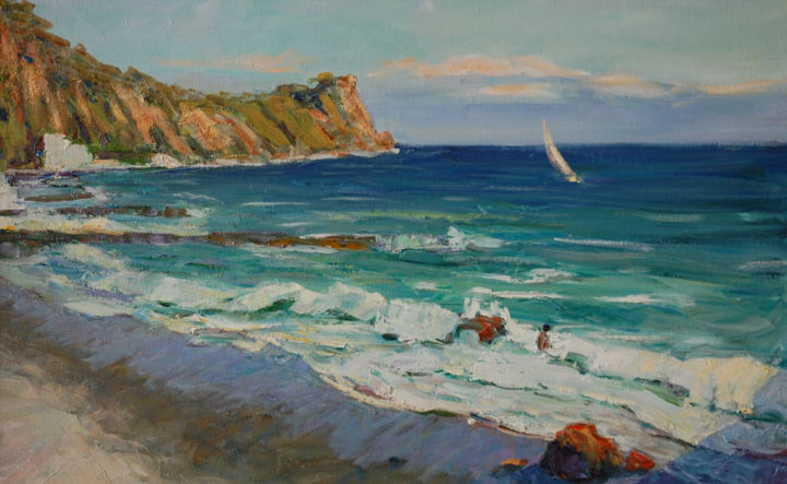 Malerei mit dem Titel "Surf" von Nikolai Chebotaru, Original-Kunstwerk, Öl