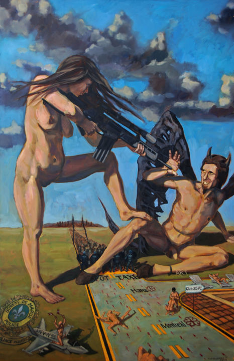 Peinture intitulée "Allegorie: l'Art et…" par Nikolai Kupriakov, Œuvre d'art originale, Huile