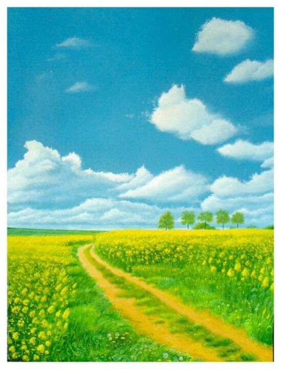 Painting titled "Summer landscape" by Nikolaj Orobej, Original Artwork, Oil