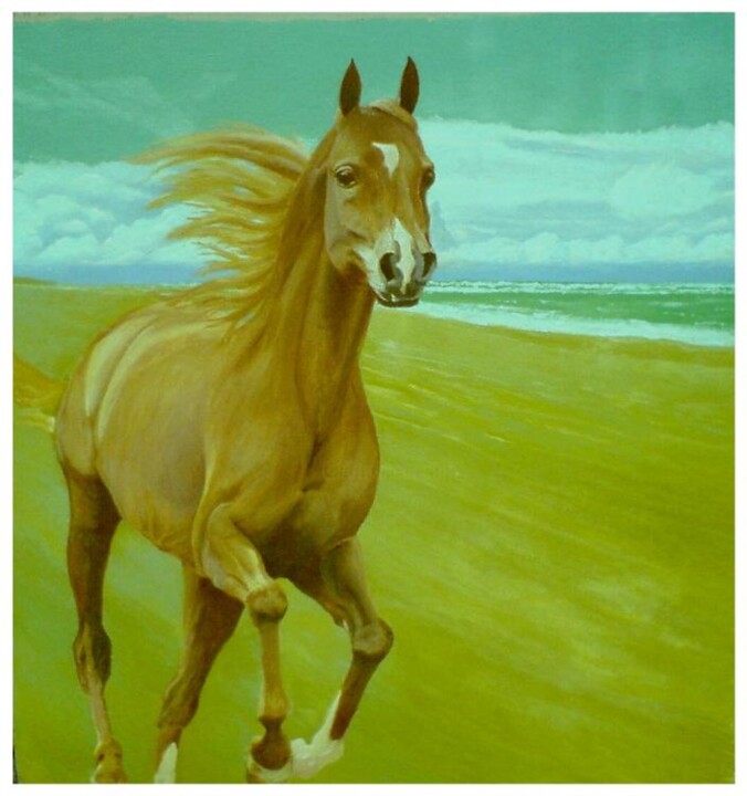 Painting titled "Horse" by Nikolaj Orobej, Original Artwork, Oil