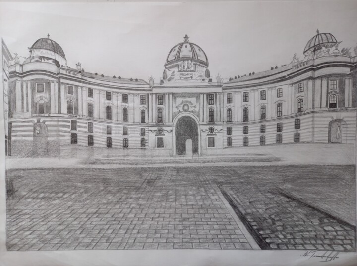 Drawing titled "The Hofburg Palace,…" by Nikolaos Triantafyllou, Original Artwork, Graphite