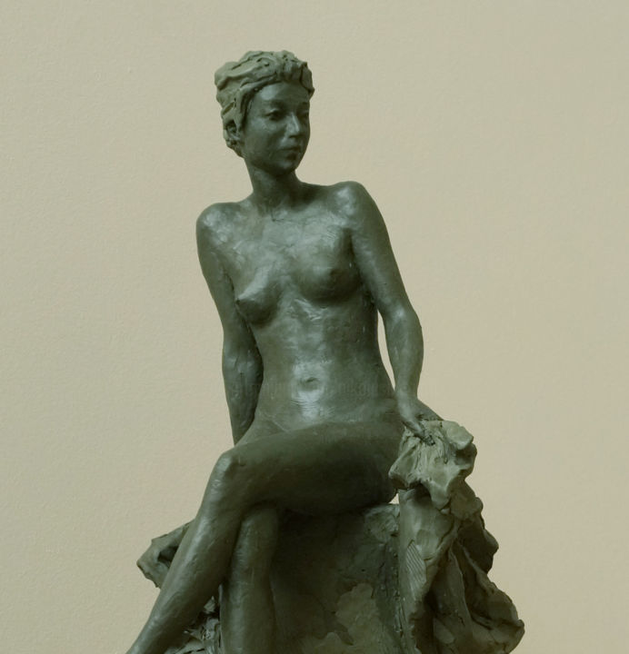 Escultura titulada "Sitting nude, Etude." por Nikolai Shatalov, Obra de arte original, Arcilla