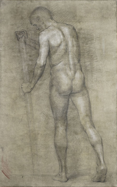 Drawing titled "Male nude. Study dr…" by Nikolai Shatalov, Original Artwork, Charcoal