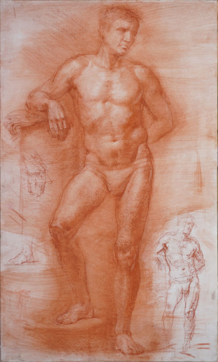 Рисунок под названием "Male figure." - Николай Шаталов, Подлинное произведение искусства, Древесный уголь