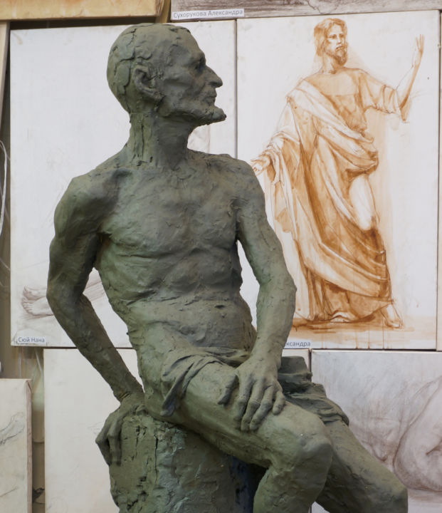 Sculpture titled "Lifesize etude" by Nikolai Shatalov, Original Artwork, Clay