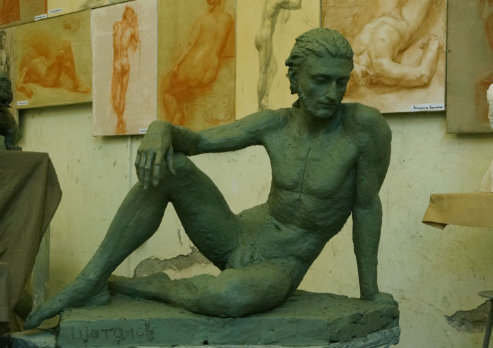 Skulptur mit dem Titel "Study lifesize etude" von Nikolai Shatalov, Original-Kunstwerk, Ton