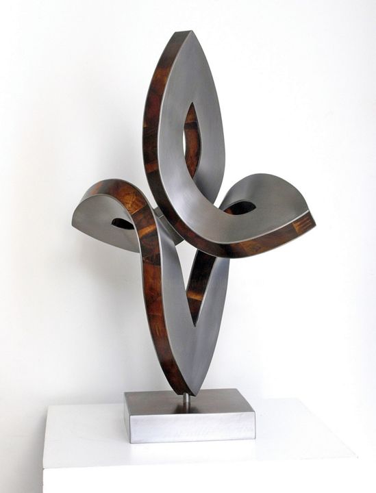 Sculpture titled "vertikale begegnung…" by Nikolaus Weiler, Original Artwork, Metals