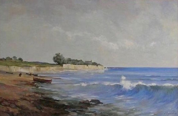 Malerei mit dem Titel "Seascape" von Nikolay Biryukov, Original-Kunstwerk, Öl