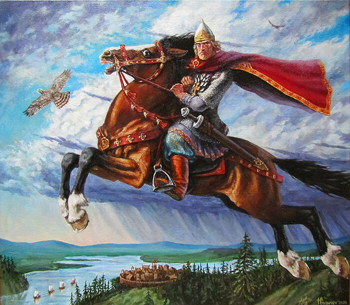 Painting titled "Над Русью просторной" by Nikolay Bulychev, Original Artwork, Oil