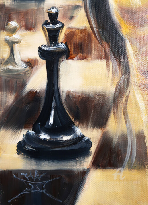 Chess match Painting by Maria Galan