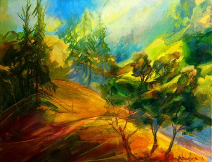 Painting titled "Sunrise" by Nikolay Kocherzhuk, Original Artwork, Oil
