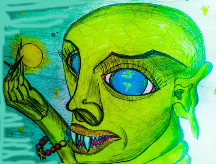 Digitale Kunst mit dem Titel "Außerirdische" von Nikolay Maruskin, Original-Kunstwerk, Bleistift