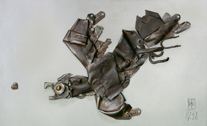 Escultura titulada "Heartbreaker (Серце…" por Nikolay Spiridonov, Obra de arte original, Metales