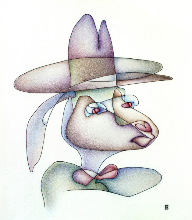 Drawing titled "Mr. Rabbit" by Nikolay Starostenko, Original Artwork, Marker