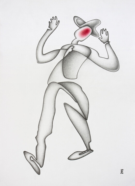 Zeichnungen mit dem Titel "Red Spot" von Nikolay Starostenko, Original-Kunstwerk, Bleistift