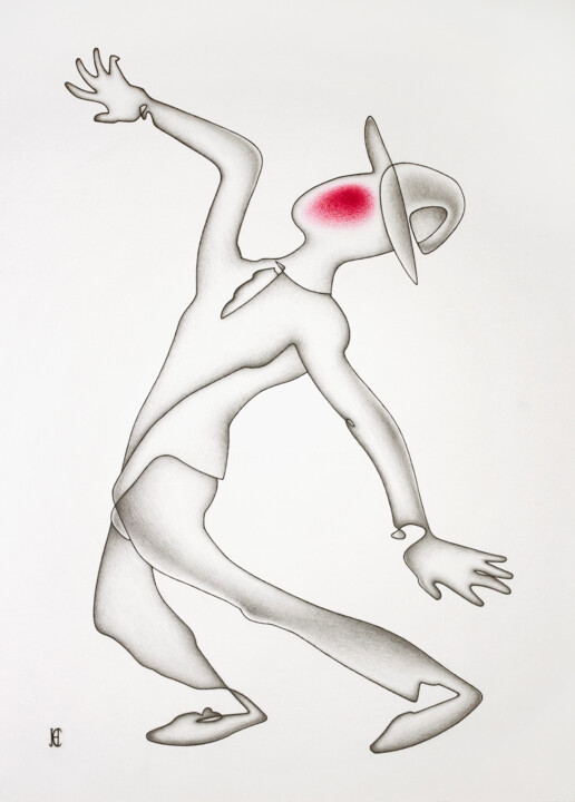 Drawing titled "Red Spot III" by Nikolay Starostenko, Original Artwork, Pencil