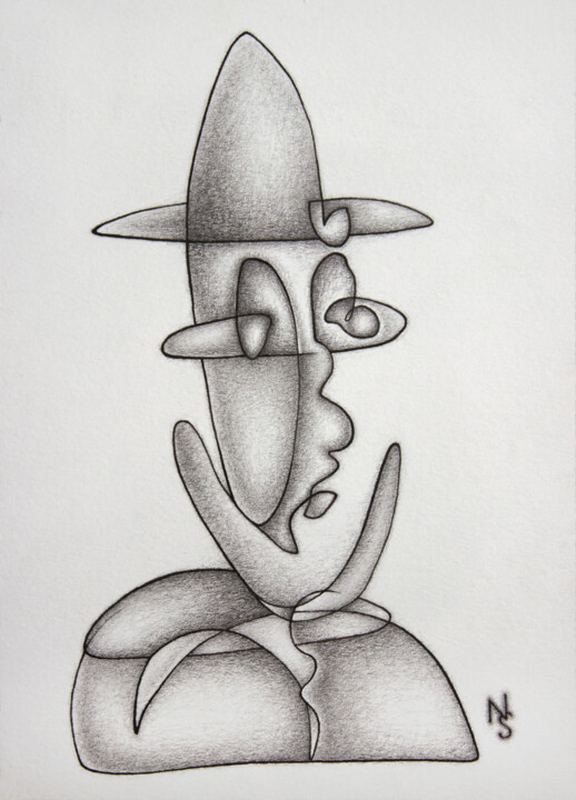 Dessin intitulée "Eyes, drawing on pa…" par Nikolay Starostenko, Œuvre d'art originale, Crayon