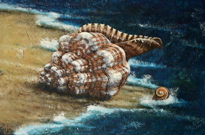 Painting titled "Sea Shells. Nikolay…" by Nikolay Velikiy, Original Artwork, Oil
