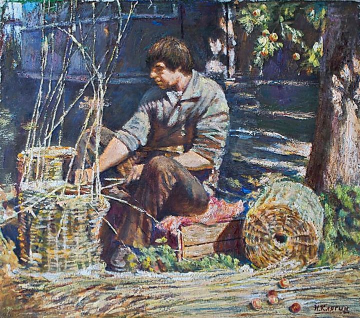 Painting titled "Apple Spas is coming" by Nikolay Klyagin, Original Artwork, Oil