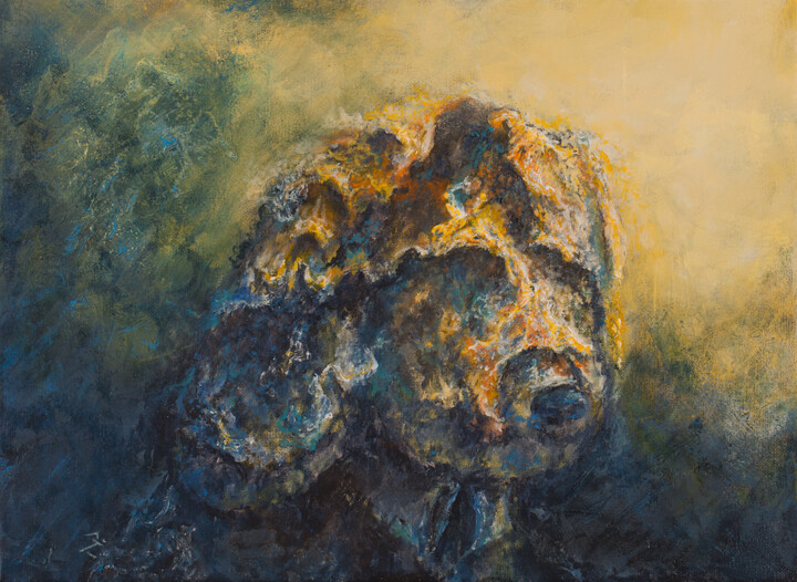 Schilderij getiteld "Dog" door Nikolina Petolas, Origineel Kunstwerk, Acryl