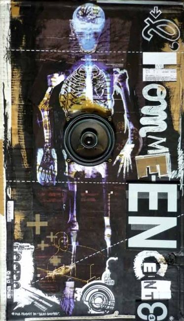 Collages titled "l'homme enceinte 01" by Nikonografik, Original Artwork, Collages