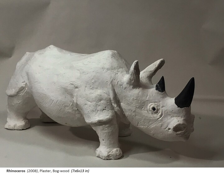 Sculpture titled "Rhinoceros" by George Nikonov, Original Artwork, Clay