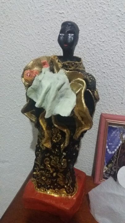 Sculpture titled "São Benedito" by Nikson Jeronimo, Original Artwork, Ceramics