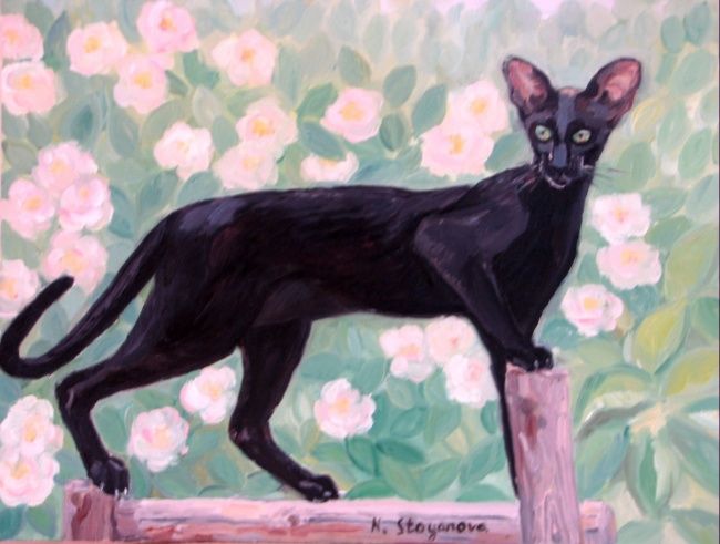 Peinture intitulée "черная пантера" par N Snoyanova, Œuvre d'art originale
