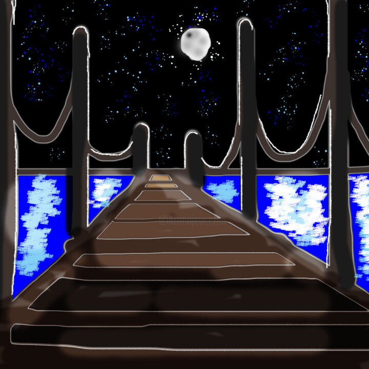 Digital Arts titled "Moonlight" by Nil, Original Artwork, Digital Painting