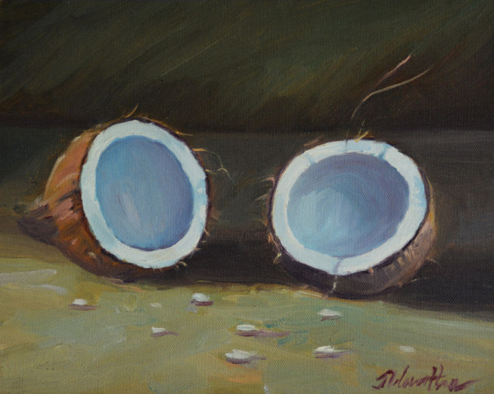 Painting titled "Delicately Nutty" by Nilantha Vidanarachchi, Original Artwork, Oil Mounted on Wood Stretcher frame