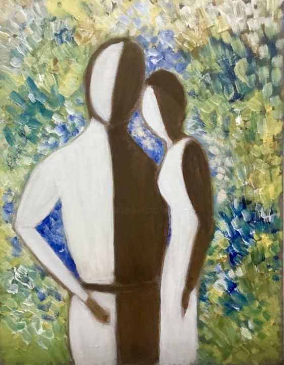 Painting titled "LOVE IS IN THE AIR" by Nilda Raw, Original Artwork, Oil