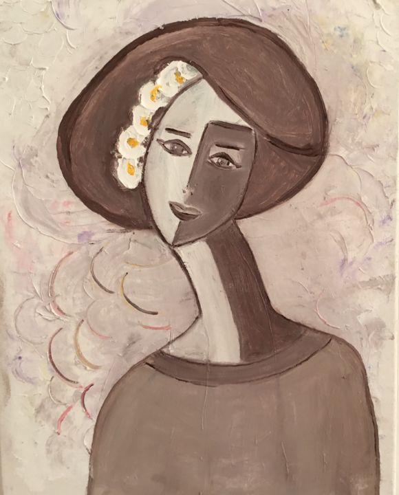 Pintura intitulada "Sweet girl" por Nilda Raw, Obras de arte originais, Óleo