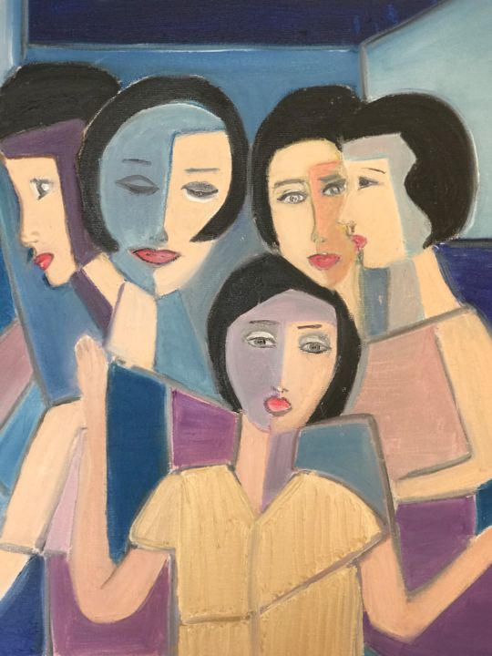 Pintura intitulada "Five temper" por Nilda Raw, Obras de arte originais, Óleo
