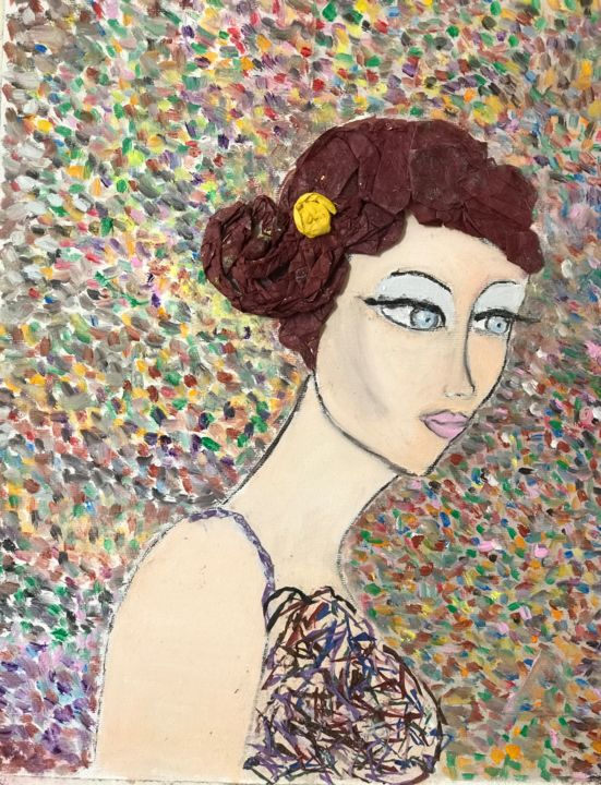 Pintura intitulada "Espectadora" por Nilda Raw, Obras de arte originais, Óleo