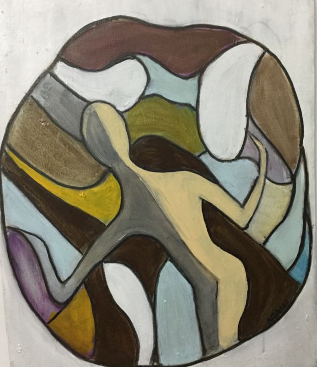 Painting titled "Shapes and colors" by Nilda Raw, Original Artwork, Acrylic