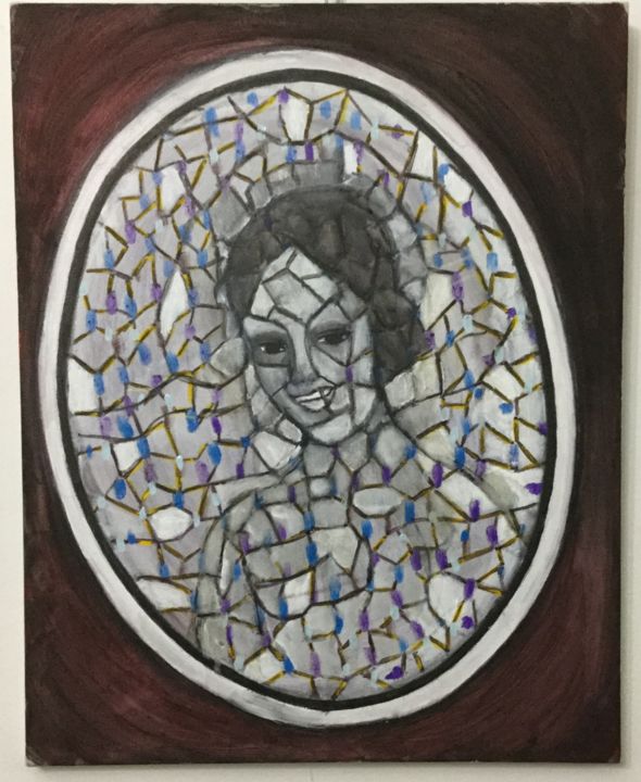 Ζωγραφική με τίτλο "Broken mirror" από Nilda Raw, Αυθεντικά έργα τέχνης, Ακρυλικό