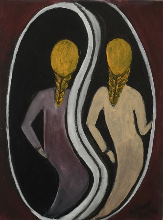 Pintura intitulada "Courbes" por Nilda Raw, Obras de arte originais, Acrílico