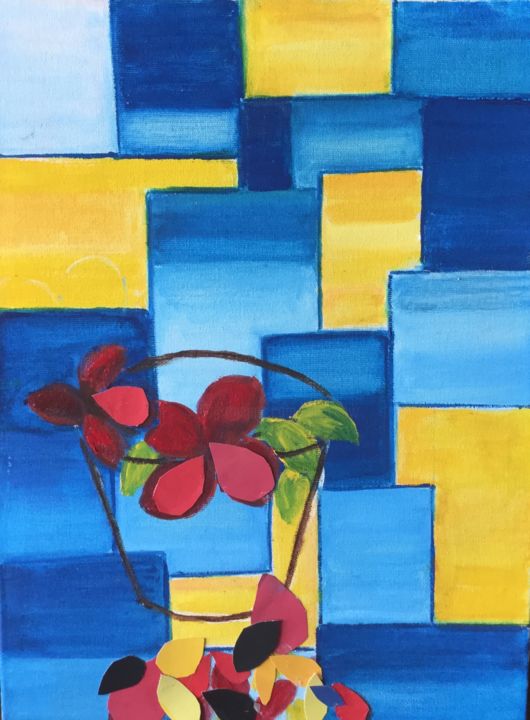 Painting titled "Composition" by Nilda Raw, Original Artwork, Acrylic