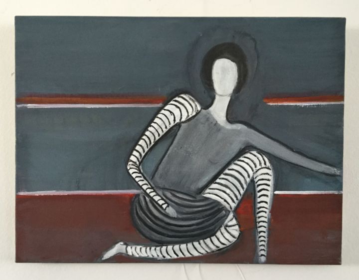 Painting titled "Zebra woman" by Nilda Raw, Original Artwork, Acrylic