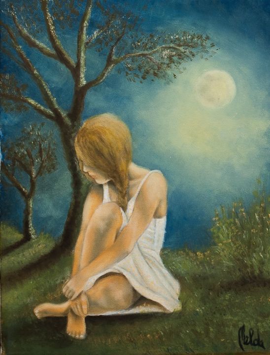 Pittura intitolato "chiaro-di-luna.jpg" da Nilde Isernia Di Palma, Opera d'arte originale, Olio