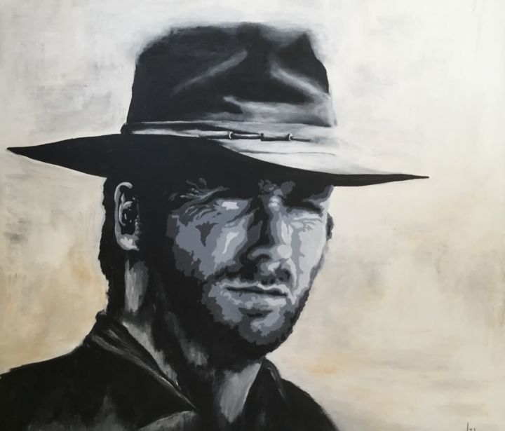 Painting titled "Clint Eastwood" by Nicole Payri, Original Artwork, Acrylic