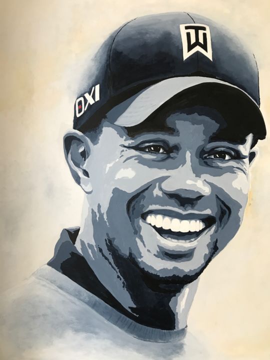 Painting titled "Tiger Woods" by Nicole Payri, Original Artwork, Acrylic