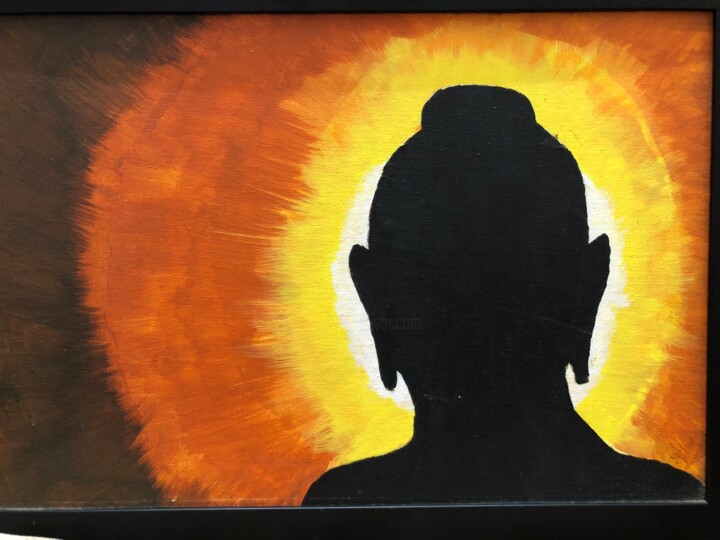 Painting titled "Rising Buddha" by Nilesh, Original Artwork, Acrylic