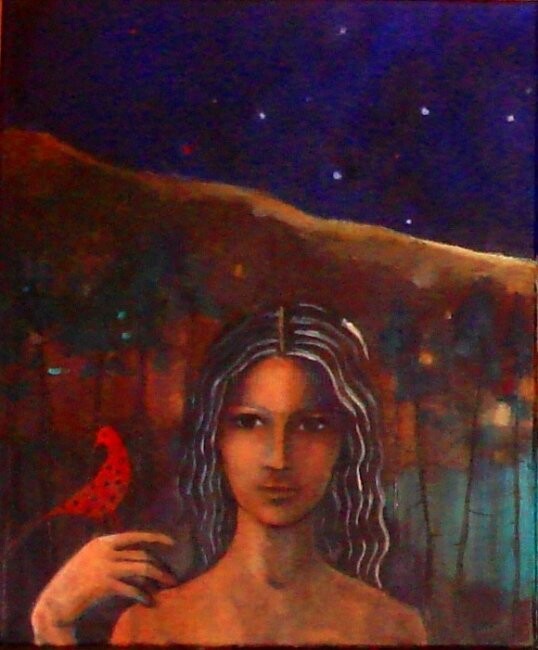 Painting titled "deepblue-3" by Nilgun Akyol, Original Artwork, Oil