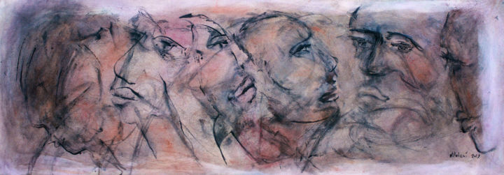 Peinture intitulée "2019 "In the shadow…" par Nilokemi, Œuvre d'art originale, Acrylique Monté sur Châssis en bois