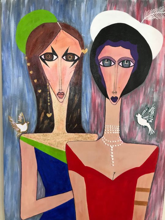 Painting titled "Angels Of Lucks" by Nilgün Tanç, Original Artwork, Acrylic