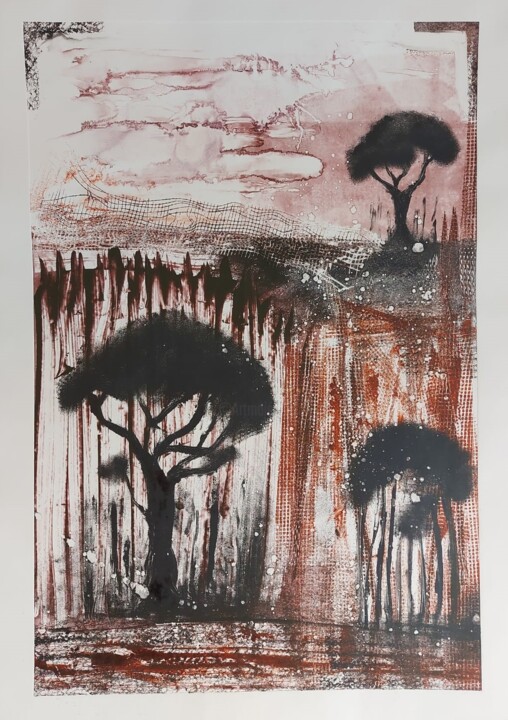 Impressões e gravuras intitulada "Yığıntılar | 35x50" por Nimet Rabia Dükmen, Obras de arte originais, Monotipo