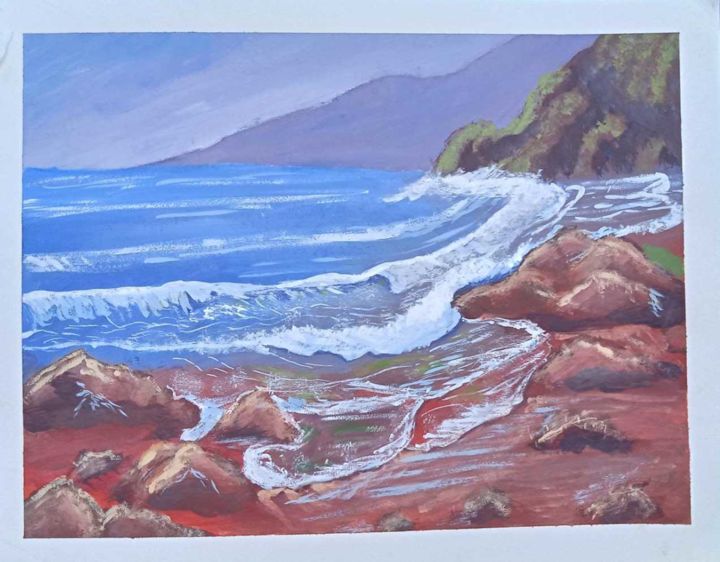 Painting titled "SEA SHORE" by Nimra Tabassum, Original Artwork, Acrylic