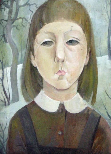 Malerei mit dem Titel "Skhool-girl" von Nina Arutjunjan, Original-Kunstwerk, Öl